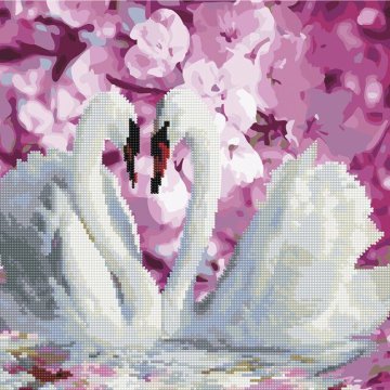 Swans in flowers