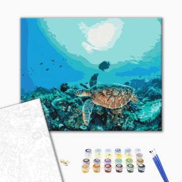 Turtle in a coral reef