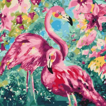 Floral flamingos