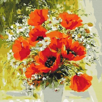 Field bouquet painted in oil