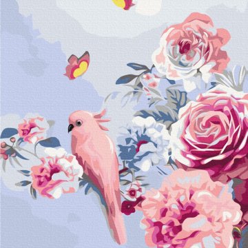 Papoušek v květinách