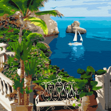 Resort under palm trees