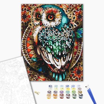 Owl in color mosaic
