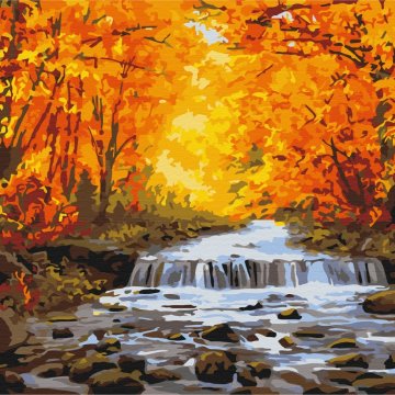 Waterfall in autumn gilding
