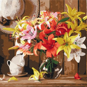 Colorful bouquet of lilies