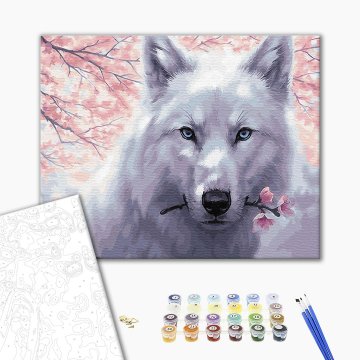 Wolf with flowers