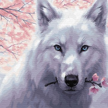 Wolf with flowers