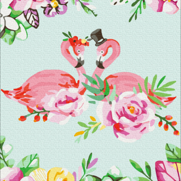 Flamingos in floral art