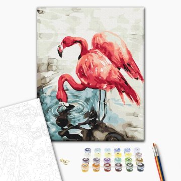 Watercolor flamingos © Karolina Bundash
