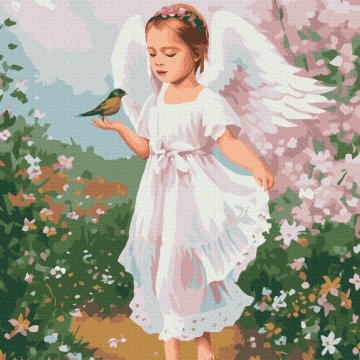 Little angel with a bird
