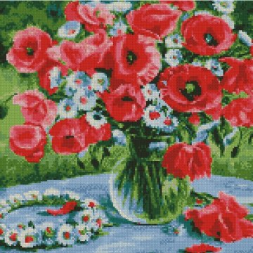 Poppies and a wreath of daisies