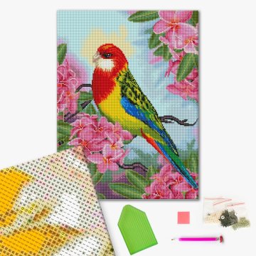 Parrot in flowers