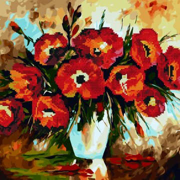 Poppies in a white vase