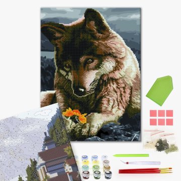 Wolf with a flower