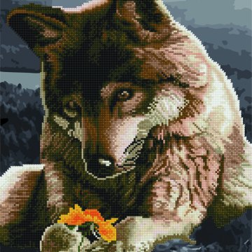 Wolf with a flower