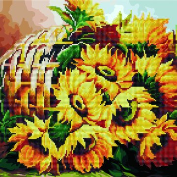 Sunflowers in a basket