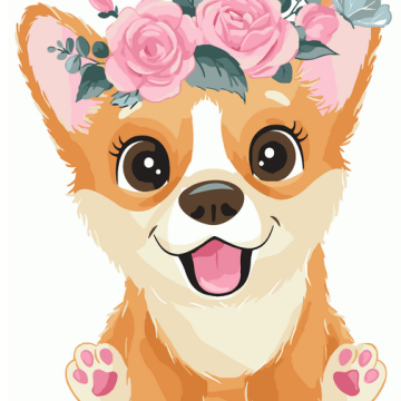 Corgi dans une couronne