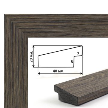 Baguette frame (embossed wood, 4 cm) 40x50