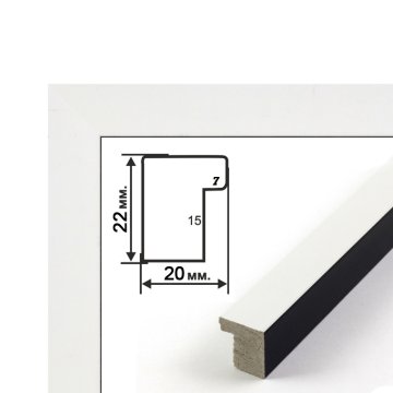 Baguette lijst (wit-zwart, 2 cm) 40x50