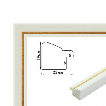 Baguette frame (wit met goud, 2 cm) 40х50