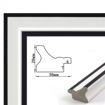 Baguette frame (white with black frame, 3 cm) 40х50
