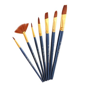 Set van 7 professionele nylon penselen (blauw met verguldsel)