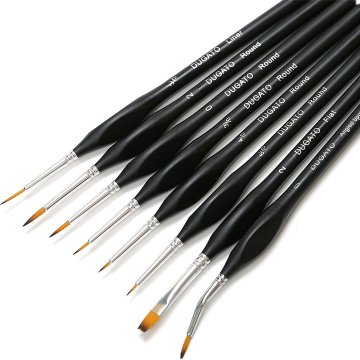 Set of 8 professional nylon brushes (black with silver inserts)