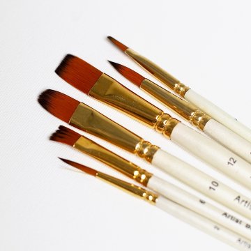 Set van 6 professionele nylon penselen (beige met verguldsel)