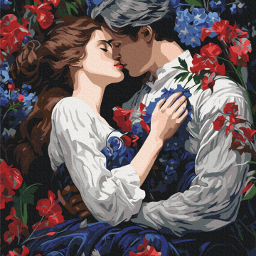 Een kus in een bloeiende tuin