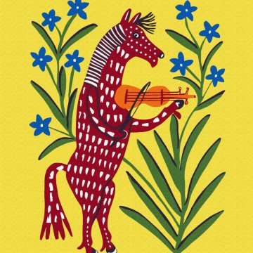 Geige spielendes buckliges Pferd © Maria Prymachenko
