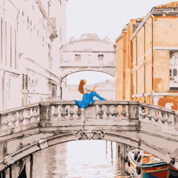 Fille sur le pont de Venise