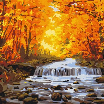 Waterfall in autumn gilding