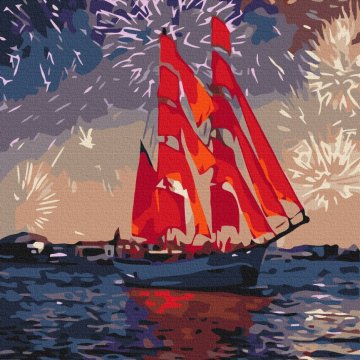 Barca cu pânze sub artificii