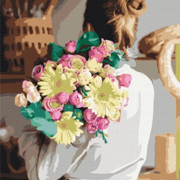 Fille avec un bouquet