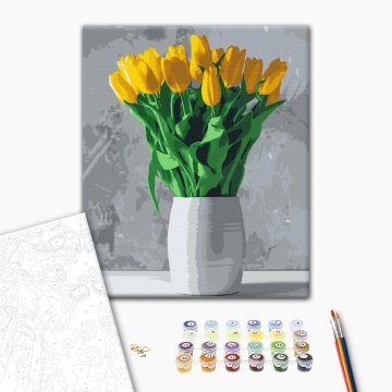 Bouquets of yellow tulips