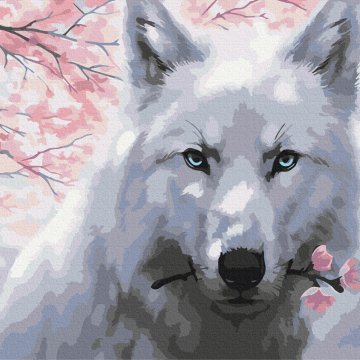 Loup avec des fleurs