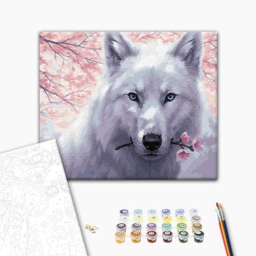 Wolf with flowers