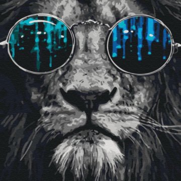 Ein Löwe mit Brille