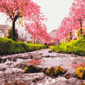 Râu lângă copacul sakura