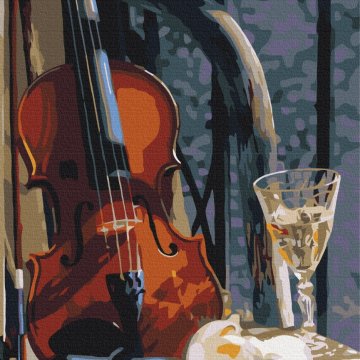 Violin with wine