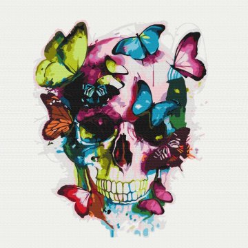 Skull with butterflies