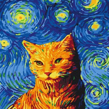 Cat on a starry night