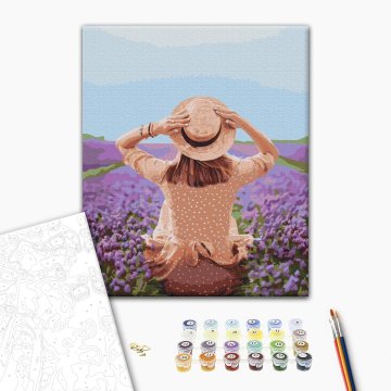 Traveler in a lavender field