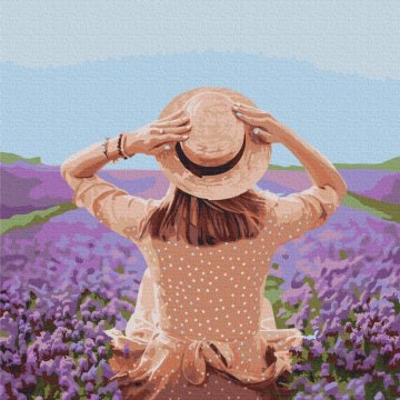 Ein Reisender in einem Lavendelfeld