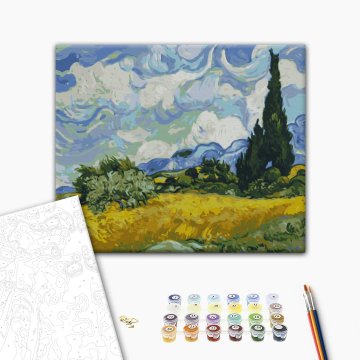 Feld mit grünem Weizen und Zypressen. Vincent van Gogh